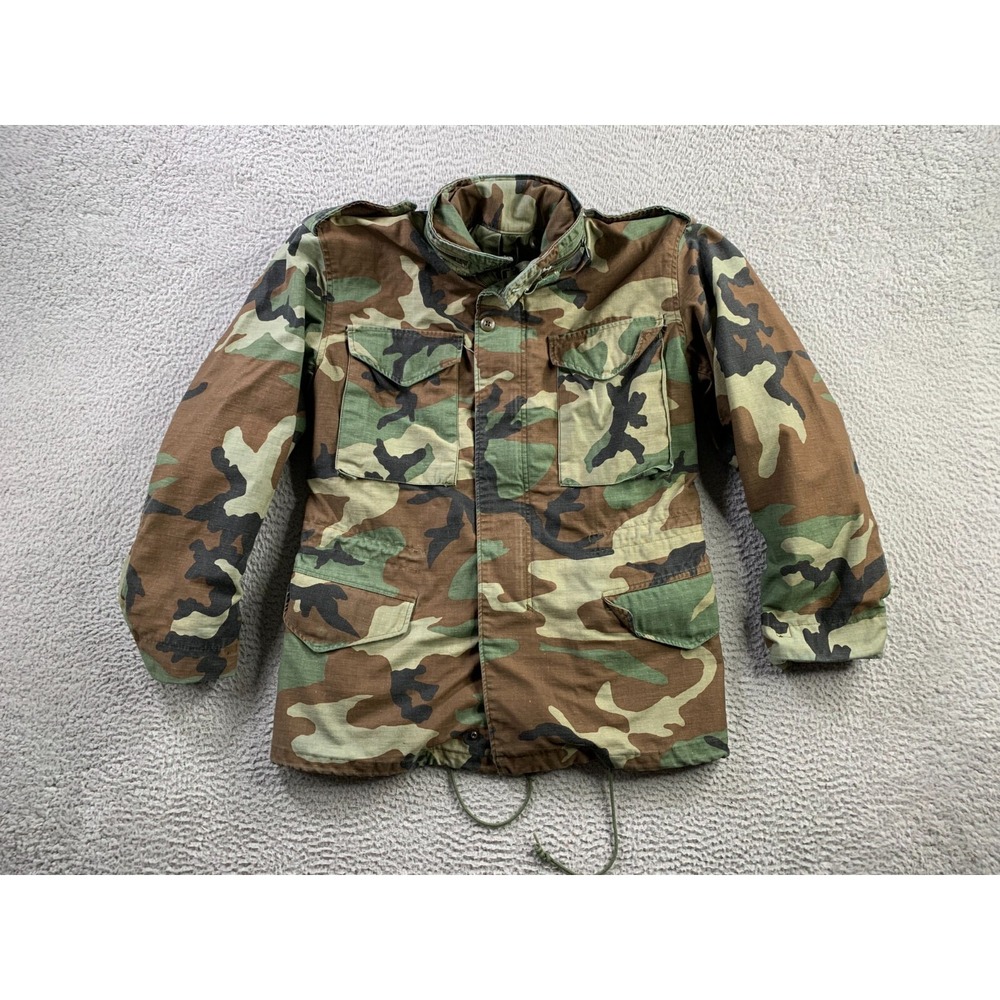 Vintage Military Jacket Mens Small Coat Cold Weather Field Camo Alpha Industries